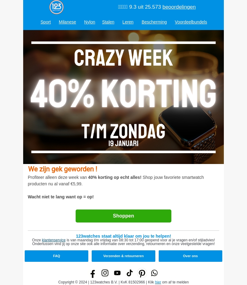 π± We zijn gek geworden! 40% korting op alles! π± We zijn gek geworden! 40% korting op alles!
