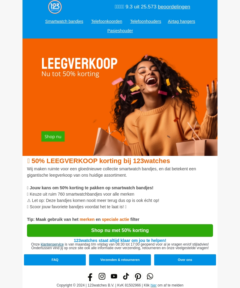 π¨ 50% LEEGVERKOOP korting bij 123watches! π¨ 50% LEEGVERKOOP korting bij 123watches!