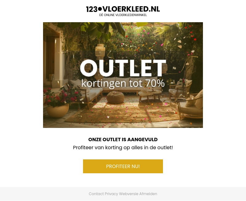Korting op alles in de outlet! Korting op alles in de outlet!