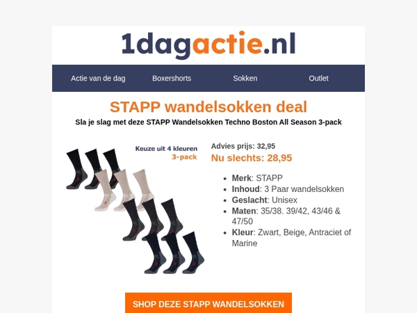 3-pack STAPP Wandelsokken – Nu voor een scherpe prijs!⏰