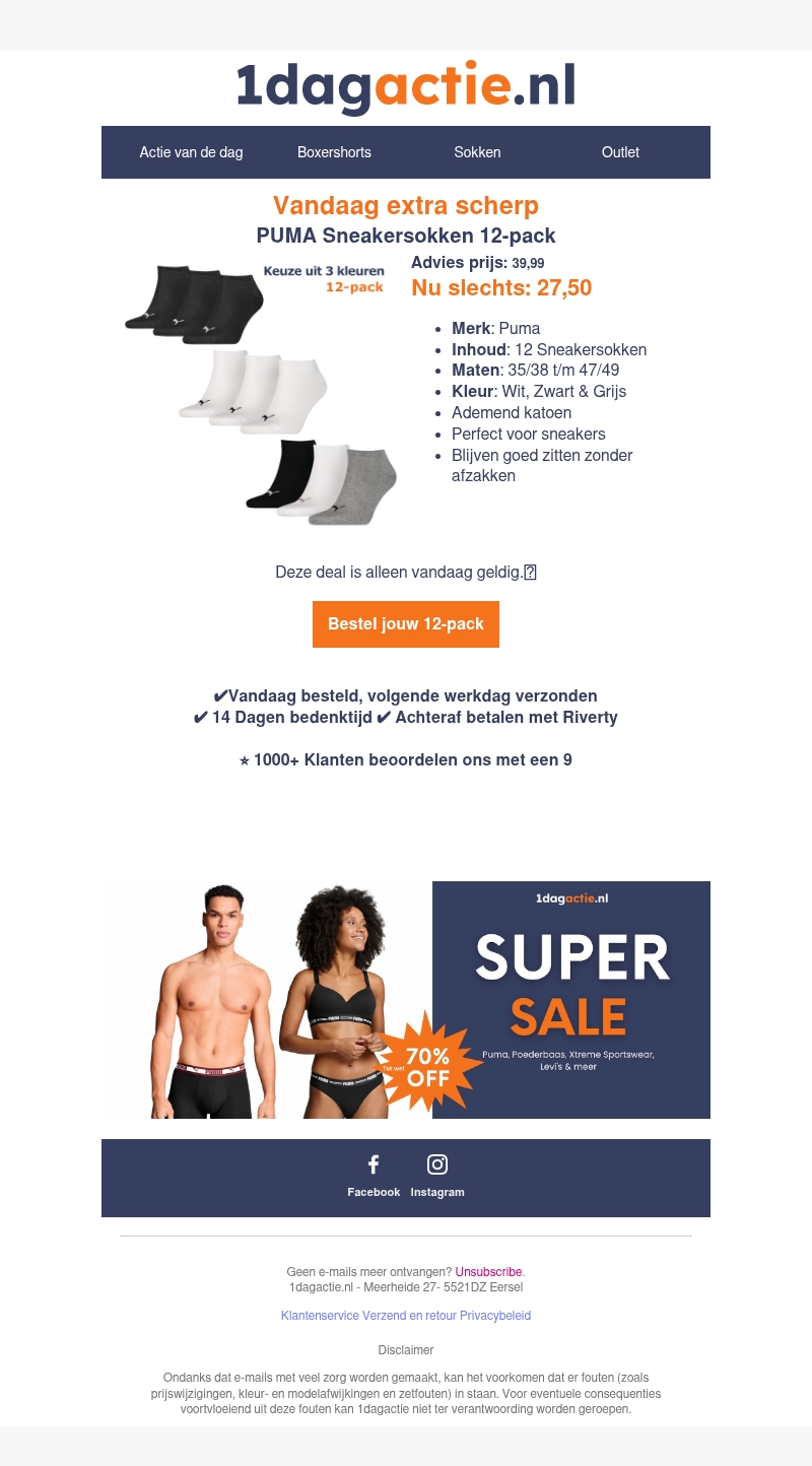 π₯ Alleen vandaag: Puma sneakersokken 12-pack dagdeal π₯ Alleen vandaag: Puma sneakersokken 12-pack dagdeal