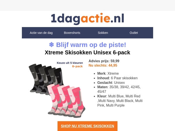 🔥 Skisokken Deal - 6-pack Xtreme Skisokken voor €44,95