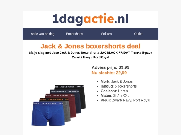 🩳 Jack & Jones Boxershorts 5-pack nu voor €22,99!
