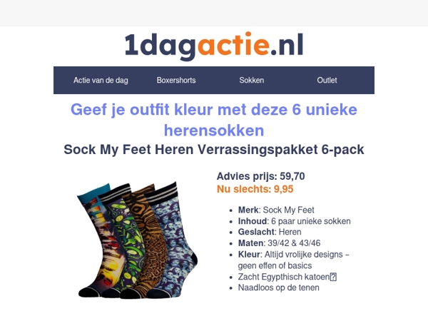 🧦 6 paar sokken van €59,70 voor €9,95