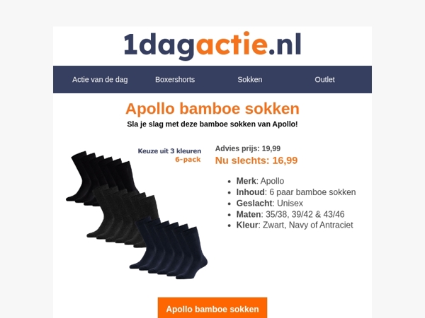 Apollo Bamboo Sokken 6-pack – Comfort Deal van de Week!🌿🧡