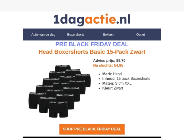 Black Friday Deal: Head 15-Pack Boxers voor €54,95⏰📢