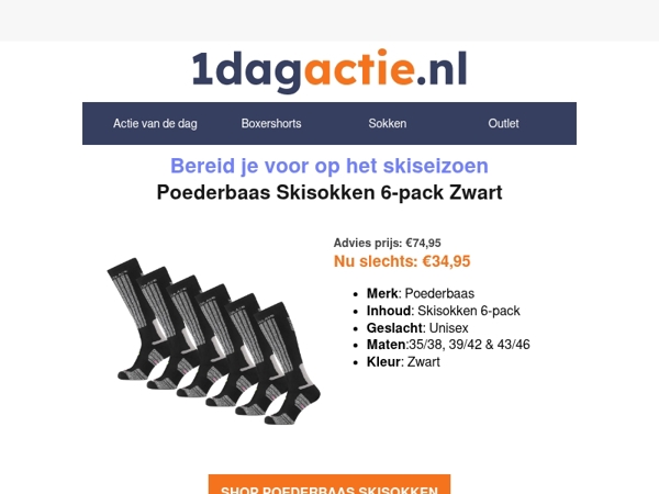 -53% op Poederbaas Skisokken 6-pack