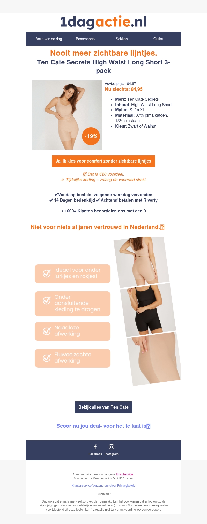 Eindelijk een high waist die écht blijft zitten. 19% Korting– Grijp deze dagdeal! Eindelijk een high waist die écht blijft zitten. 19% Korting– Grijp deze dagdeal!