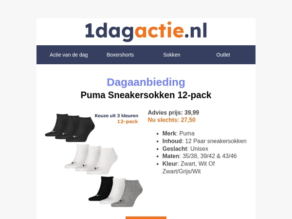 Puma Sneakersokken 12-pack voor €27,50!🧡⏰