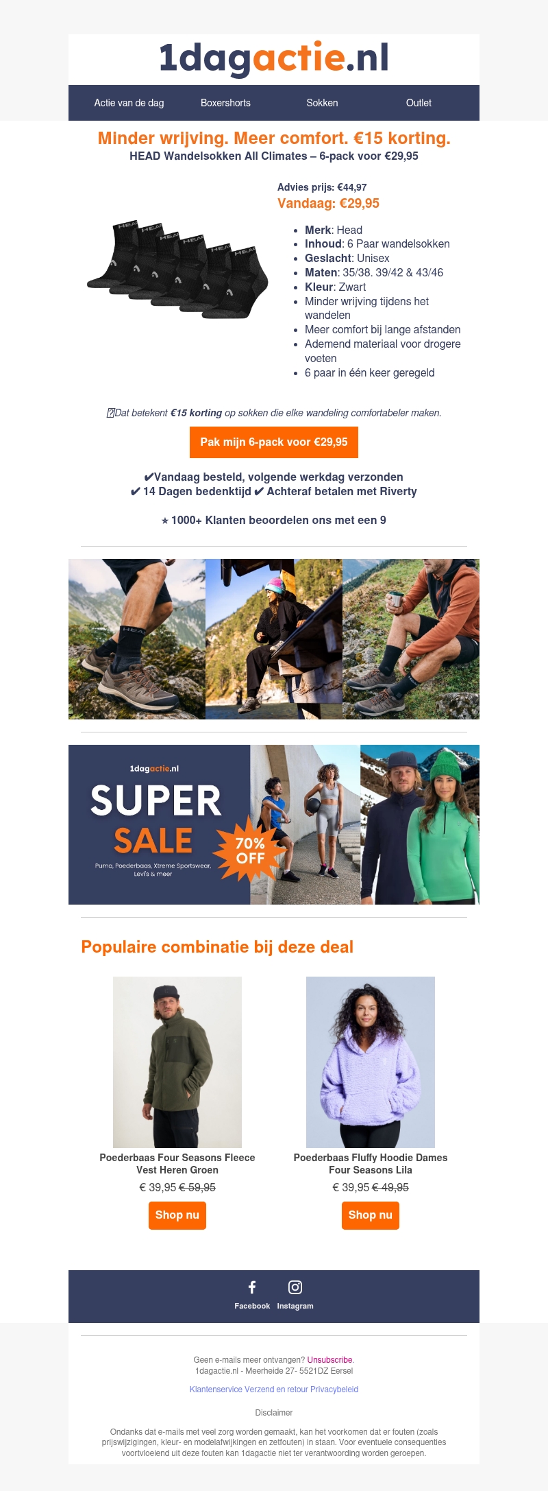 Vandaag: HEAD wandelsokken 6-pack β¬29,95 (was β¬44,97) π₯Ύπ³ Vandaag: HEAD wandelsokken 6-pack β¬29,95 (was β¬44,97) π₯Ύπ³
