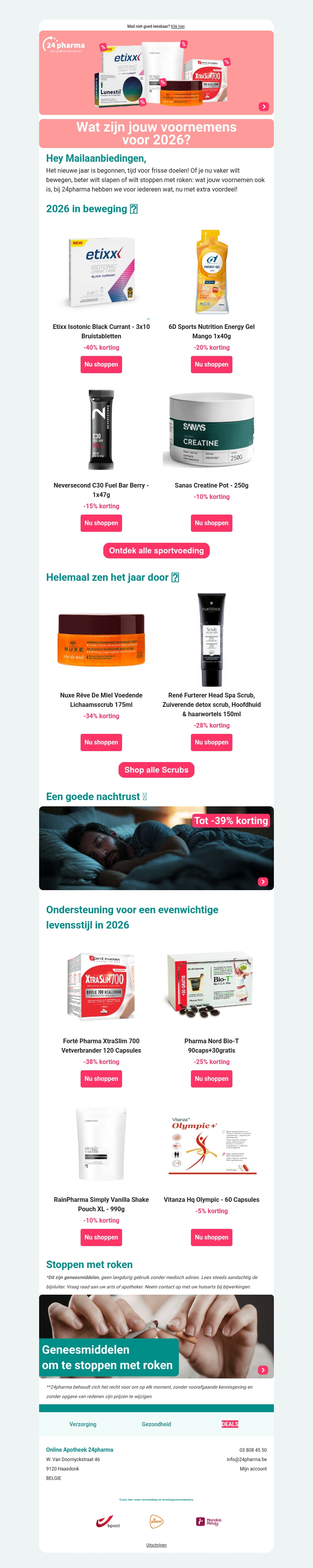 Tot -40% korting om jouw goede voornemens te starten! 🤩 Tot -40% korting om jouw goede voornemens te starten! 🤩