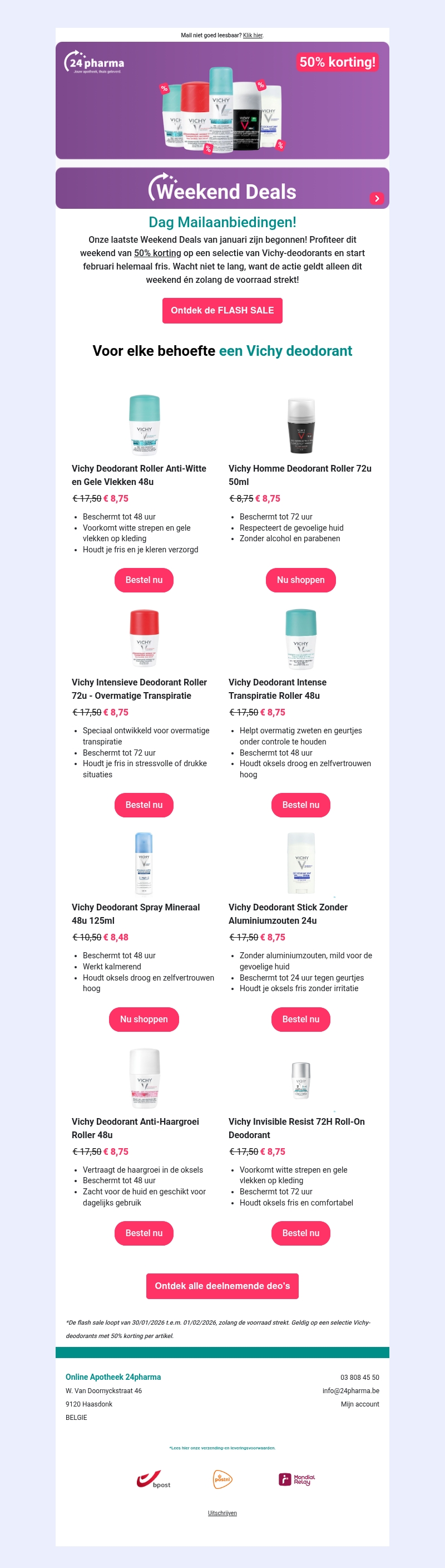 ❗FLASH SALE: 50% korting op Vichy Deodorants❗ ❗FLASH SALE: 50% korting op Vichy Deodorants❗