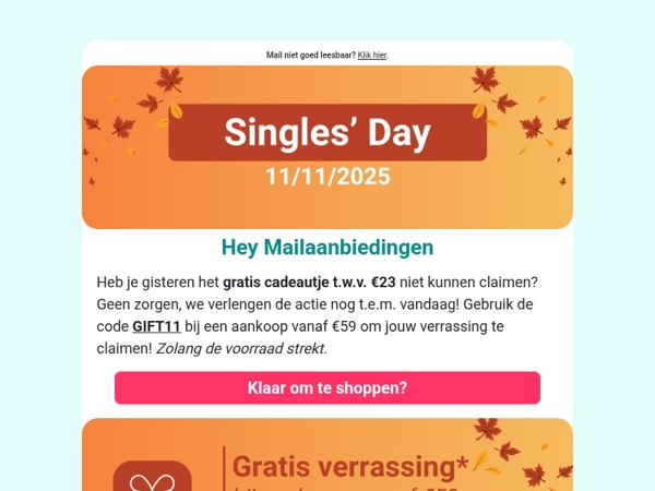 Geniet vandaag nog van een gratis verrassing! 🎁