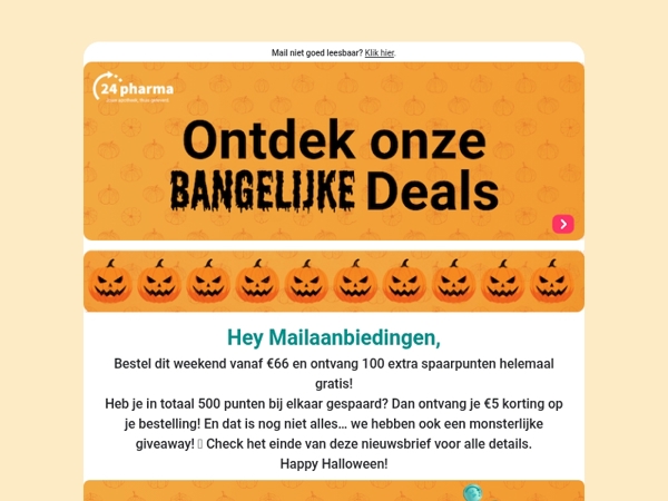 100 extra spaarpunten, enkel dit weekend! 🎃