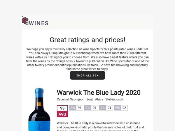 Wine Spectator 92+ Points Wines under 50 🍷