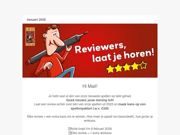 Wat vond jij van onze nieuwste spellen? Laat het horen & win!