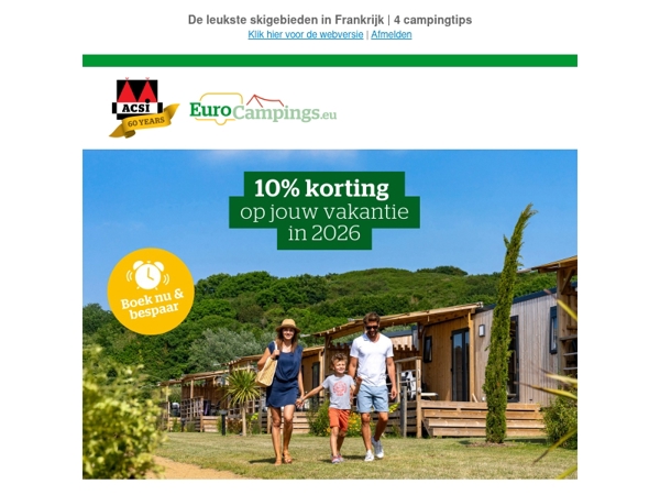 Boek nu jouw vakantie met 10% korting