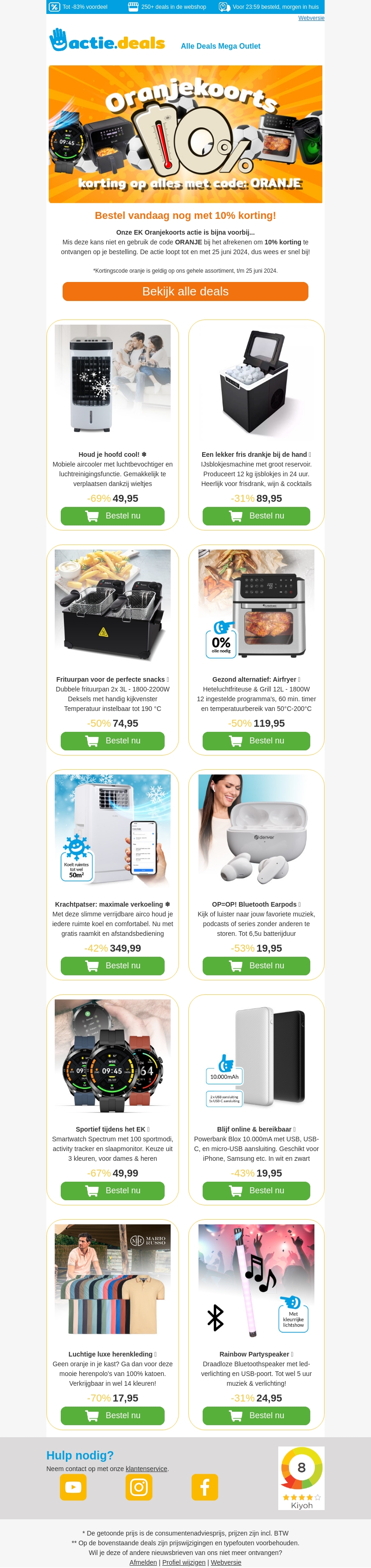 ⚽ Alleen vandaag nog 10% korting op alles! 🟠 EK Deals voor jou ⚽ Alleen vandaag nog 10% korting op alles! 🟠 EK Deals voor jou