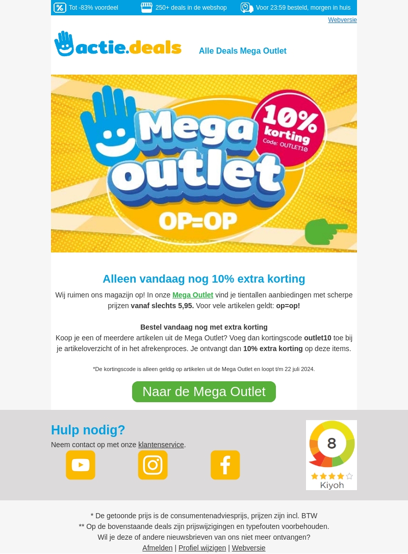 ✅ Laatste dag! 10% korting op alles in de Mega Outlet ✅ ✅ Laatste dag! 10% korting op alles in de Mega Outlet ✅