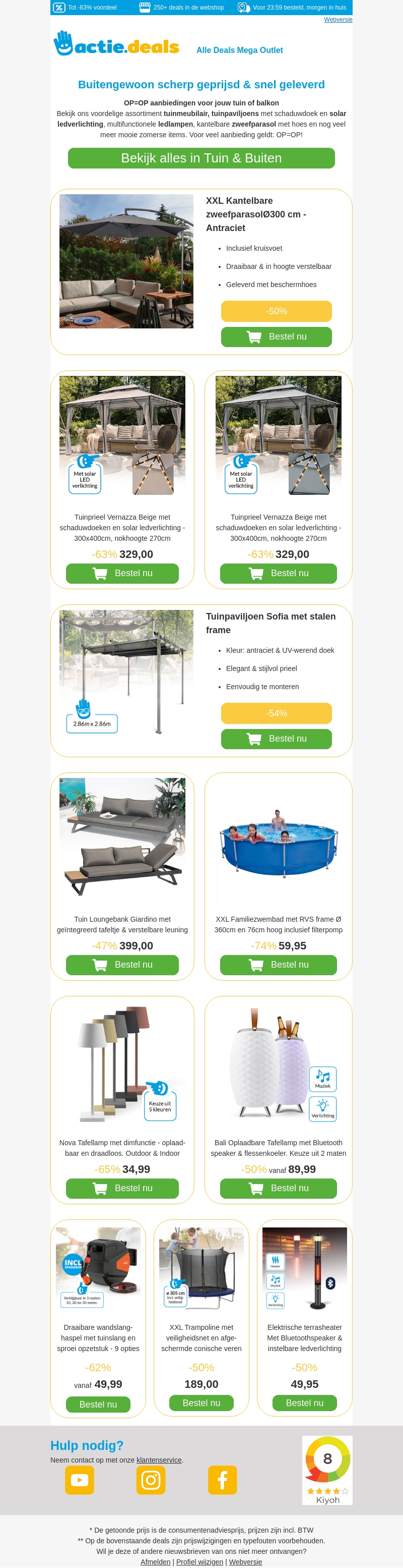 ☀️ Zomer Uitverkoop! ☀️ | Tuinverlichting | Tuinmeubels | Kettingzaag | Speaker | Heater ☀️ Zomer Uitverkoop! ☀️ | Tuinverlichting | Tuinmeubels | Kettingzaag | Speaker | Heater