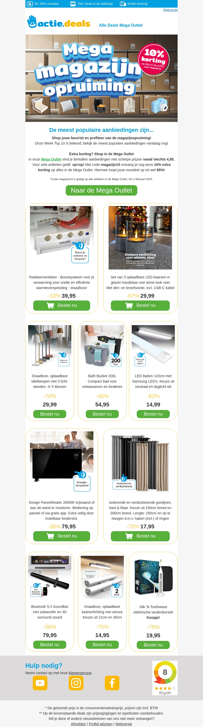 🔥 Week Top 10 🔥 | Magazijnopruiming! 10% outletkorting 🔥 Week Top 10 🔥 | Magazijnopruiming! 10% outletkorting