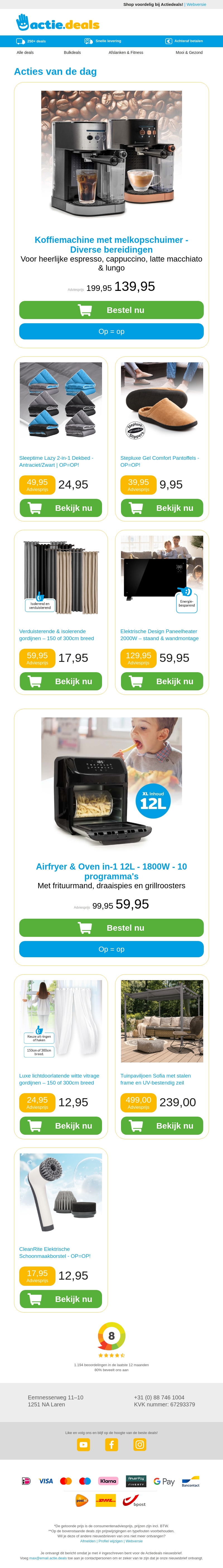 Koffiemachine met melkopschuimer | Lazy 2-in-1 Dekbed | Gel Comfort Pantoffels | Gordijnen verduisterend | Elektrische Paneelheater Koffiemachine met melkopschuimer | Lazy 2-in-1 Dekbed | Gel Comfort Pantoffels | Gordijnen verduisterend | Elektrische Paneelheater