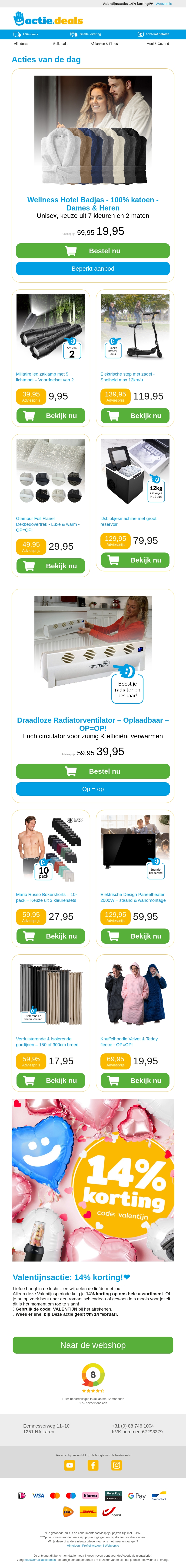 Welness Hotel Badjas | Militaire zaklamp | Elektrische step | Glamoir Dekbedovertrek | Ijsblokjesmachine Welness Hotel Badjas | Militaire zaklamp | Elektrische step | Glamoir Dekbedovertrek | Ijsblokjesmachine