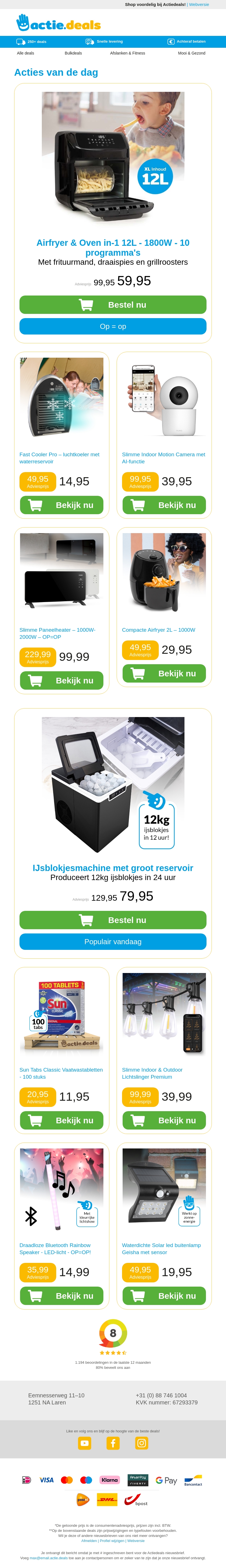 Airfryer & Oven in 1 | Fast Cooler Pro | Indoor Motion Camera | Slimme Paneelheater | Compacte Airfryer 2L Airfryer & Oven in 1 | Fast Cooler Pro | Indoor Motion Camera | Slimme Paneelheater | Compacte Airfryer 2L