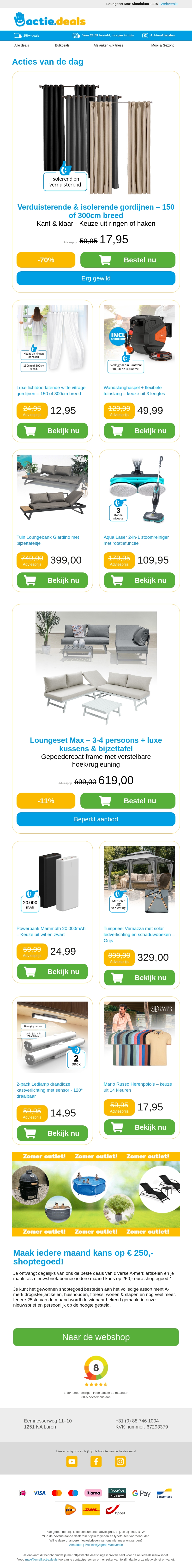 Isolerende & Verduisterende gordijnen | Vitrage kant & klaar | Wandslanghaspel | Tuin Loungebank | Roterende stoommop Isolerende & Verduisterende gordijnen | Vitrage kant & klaar | Wandslanghaspel | Tuin Loungebank | Roterende stoommop
