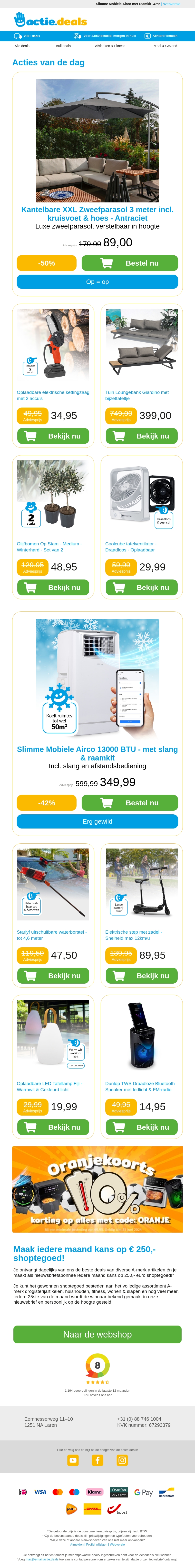 Kantelbare zweefparasol | Oplaadbare kettingzaag | Tuin Loungebank | Olijfbomen | Tafelventilator Kantelbare zweefparasol | Oplaadbare kettingzaag | Tuin Loungebank | Olijfbomen | Tafelventilator