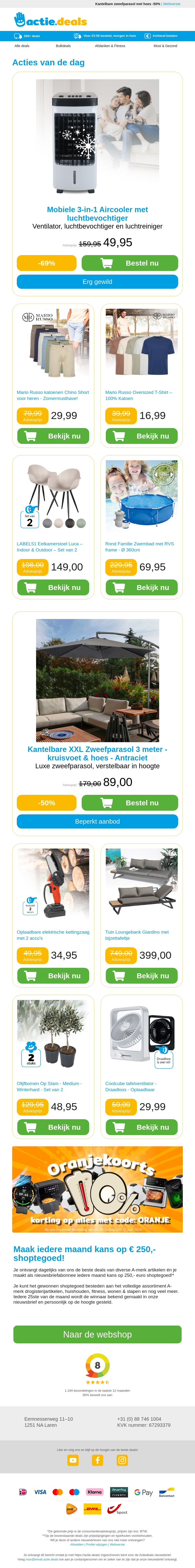 Mobiele Aircooler | Chino shorts | Long Fit t-shirts | Terrasstoel Luca | XXL familiezwembad Mobiele Aircooler | Chino shorts | Long Fit t-shirts | Terrasstoel Luca | XXL familiezwembad