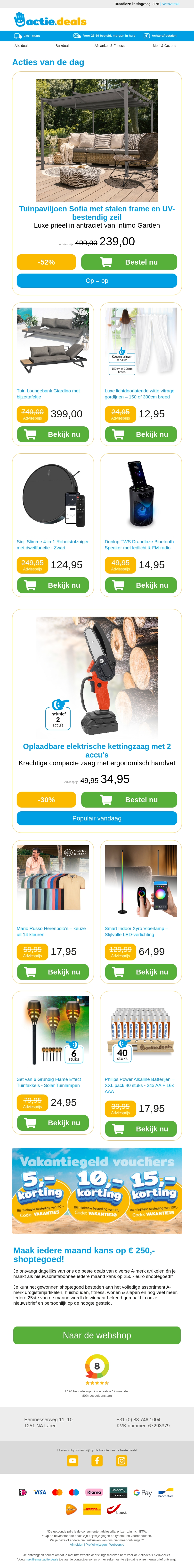 Modern tuinpaviljoen | Tuin loungebank | Vitrage | Robotstofzuiger | Bluetoothspeaker met LED Modern tuinpaviljoen | Tuin loungebank | Vitrage | Robotstofzuiger | Bluetoothspeaker met LED