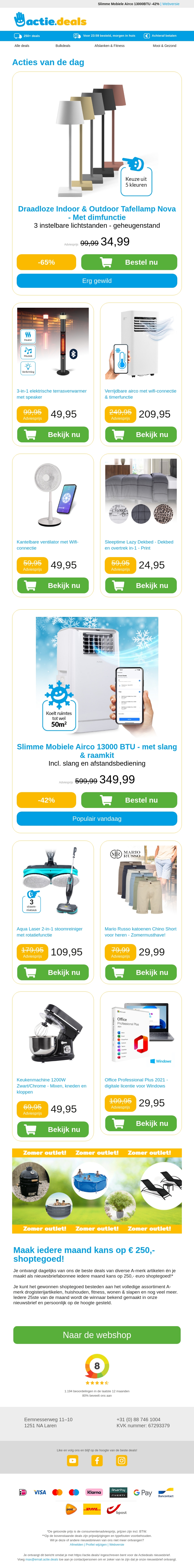 Nova oplaadbare tafellamp | Terrasheater met speaker & led | Airco 7000BTU | Slimme ventilator | Lazy dekbed met print Nova oplaadbare tafellamp | Terrasheater met speaker & led | Airco 7000BTU | Slimme ventilator | Lazy dekbed met print