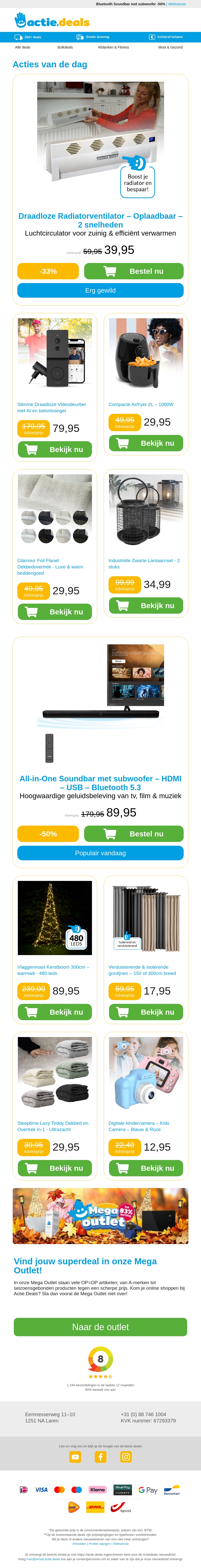 Radiatorventilator | Draadloze videodeurbel | Mini Airfryer | Flanellen beddengoed | Tafel lantaarnset Radiatorventilator | Draadloze videodeurbel | Mini Airfryer | Flanellen beddengoed | Tafel lantaarnset