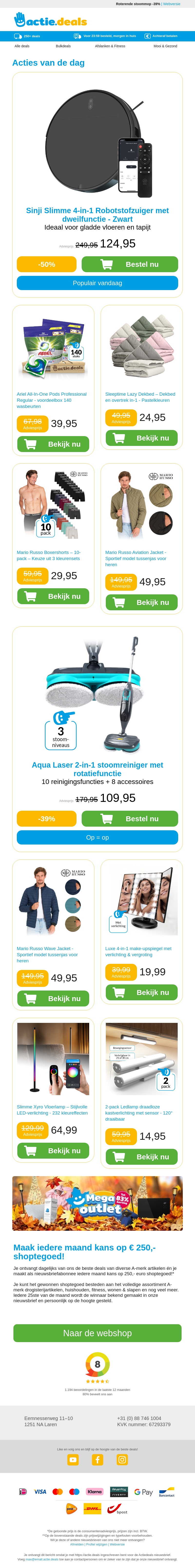 Robotstofzuiger met dweil | Ariel Waspods | Lazy 2-in-1 dekbed | 10-pack boxershorts | Heren najaarsjassen Robotstofzuiger met dweil | Ariel Waspods | Lazy 2-in-1 dekbed | 10-pack boxershorts | Heren najaarsjassen