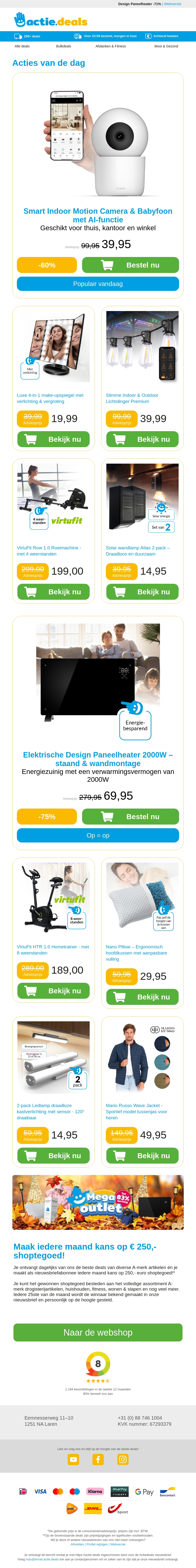 Slimme Indoor Camera | Make-upspiegel met licht | LED lampenslinger | Roeitrainer | Solar outdoorlampen Slimme Indoor Camera | Make-upspiegel met licht | LED lampenslinger | Roeitrainer | Solar outdoorlampen