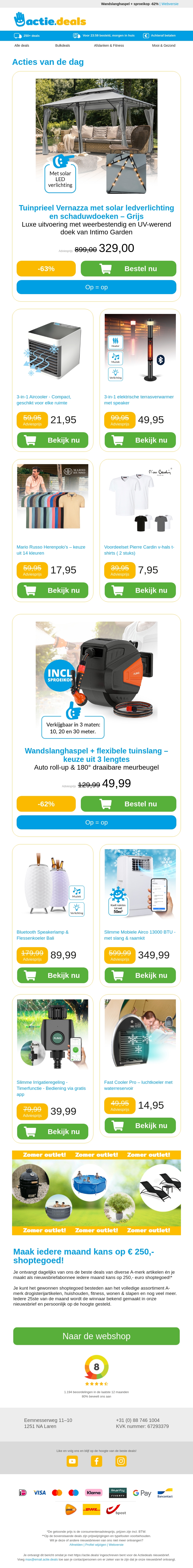 Tuinprieel met verlichting | Mini Aircooler | Terrasheater met speaker | Herenpolo's | V-hals t-shirts Tuinprieel met verlichting | Mini Aircooler | Terrasheater met speaker | Herenpolo's | V-hals t-shirts