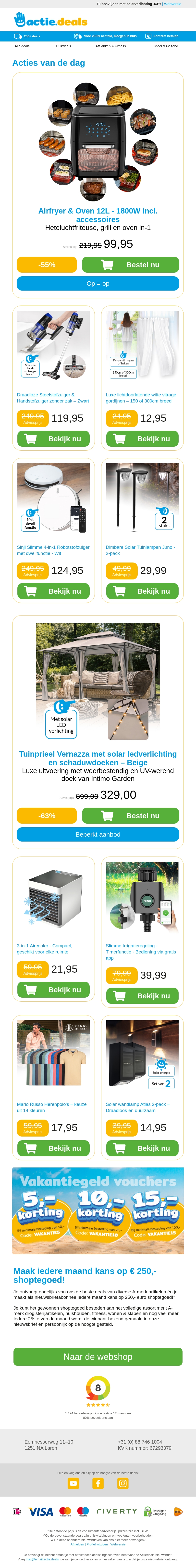 XXL Airfryer & Oven | Draadloze steelstofzuiger | Vitrage | Robotstofzuiger | Solarlampen Juno XXL Airfryer & Oven | Draadloze steelstofzuiger | Vitrage | Robotstofzuiger | Solarlampen Juno