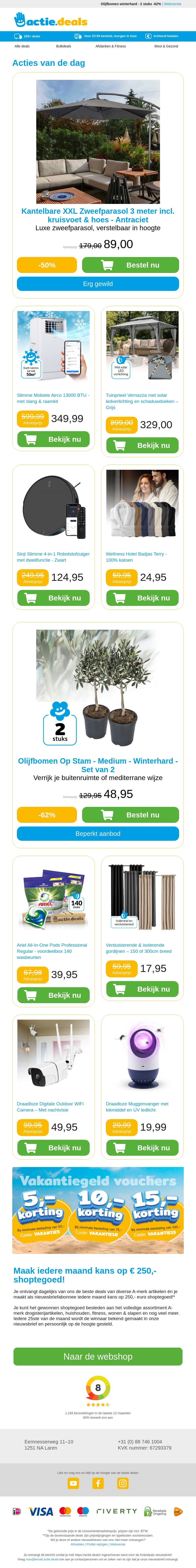 XXL Zweefparasol | Slimme Mobiele Airco | Tuinpaviljoen met led | Robotstofzuiger | Hotelbadjassen 100% katoen XXL Zweefparasol | Slimme Mobiele Airco | Tuinpaviljoen met led | Robotstofzuiger | Hotelbadjassen 100% katoen