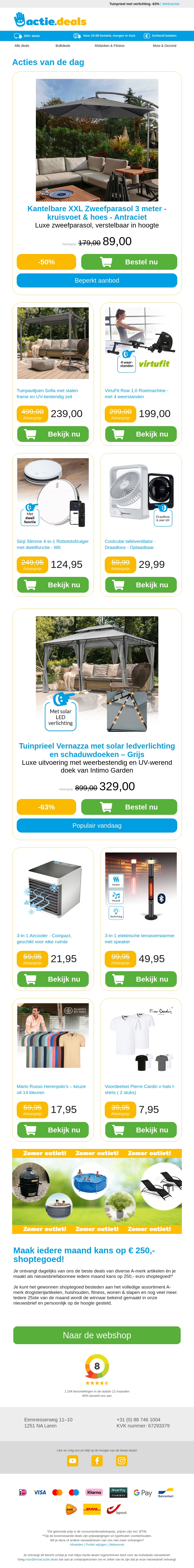 Zweefparasol | Tuinpaviljoen | Roeimachine | Robotstofzuiger | Cool Cube ventilator Zweefparasol | Tuinpaviljoen | Roeimachine | Robotstofzuiger | Cool Cube ventilator