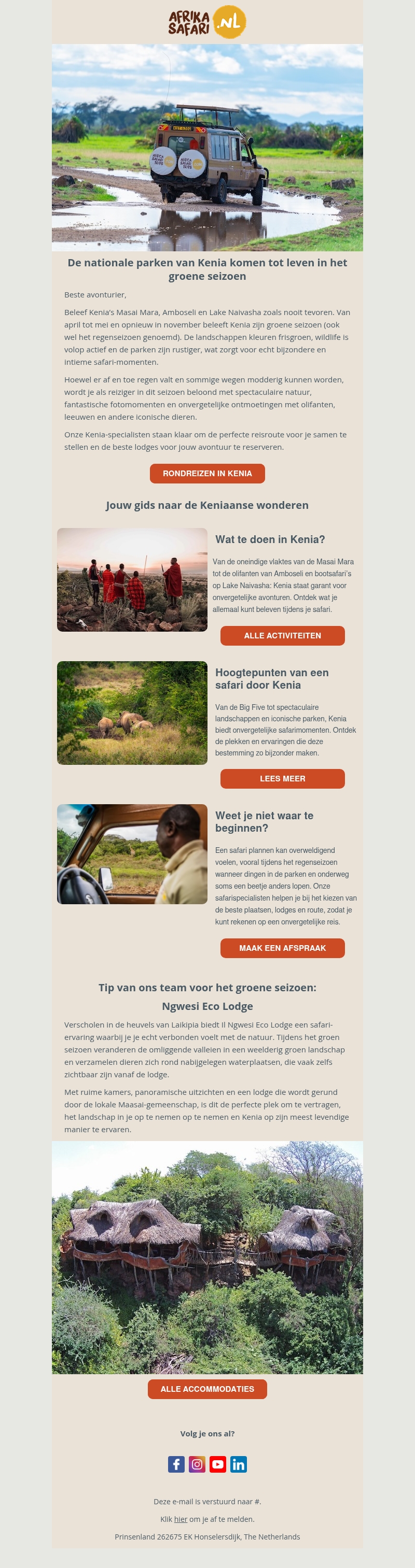 Kenia's nationale parken komen tot leven in het groene seizoen Kenia's nationale parken komen tot leven in het groene seizoen