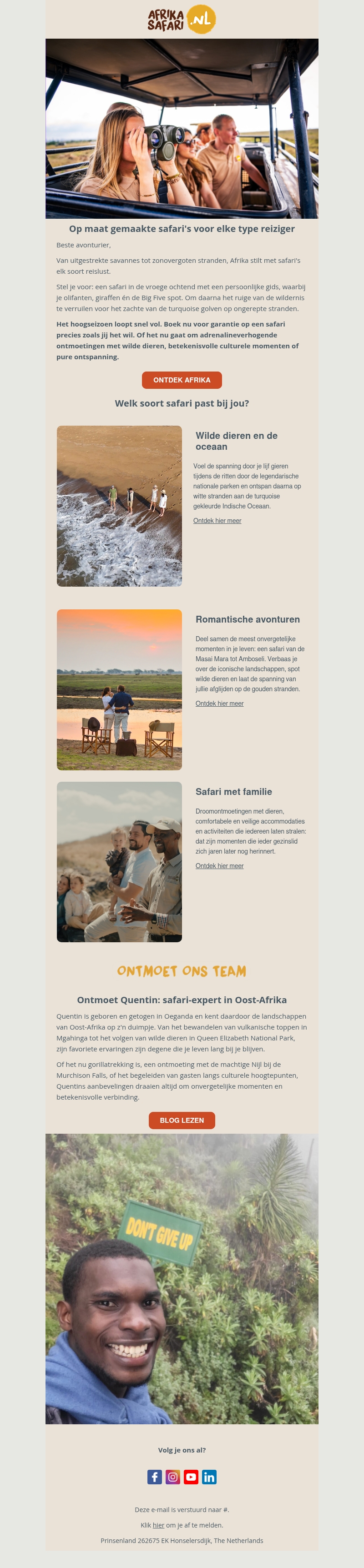 Onvergetelijke safari's, op jouw manier Onvergetelijke safari's, op jouw manier