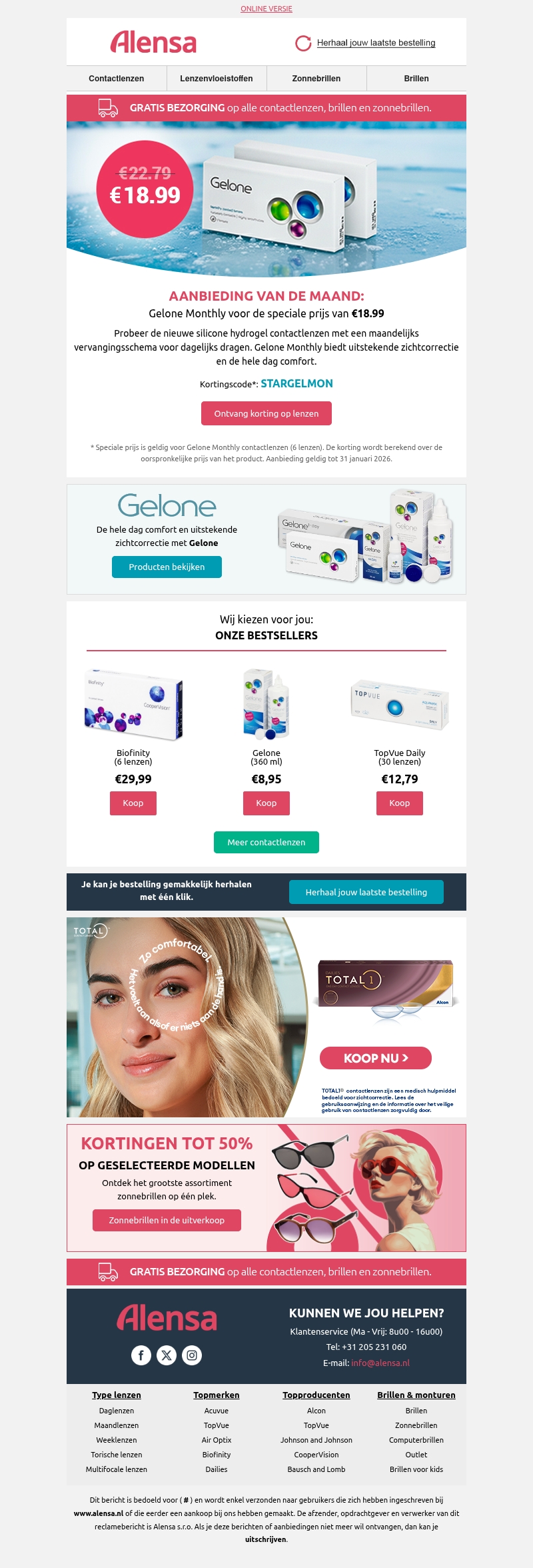 Aanbieding van de maand: Gelone Monthly lenzen voor een speciale prijs van €18.99 Aanbieding van de maand: Gelone Monthly lenzen voor een speciale prijs van €18.99