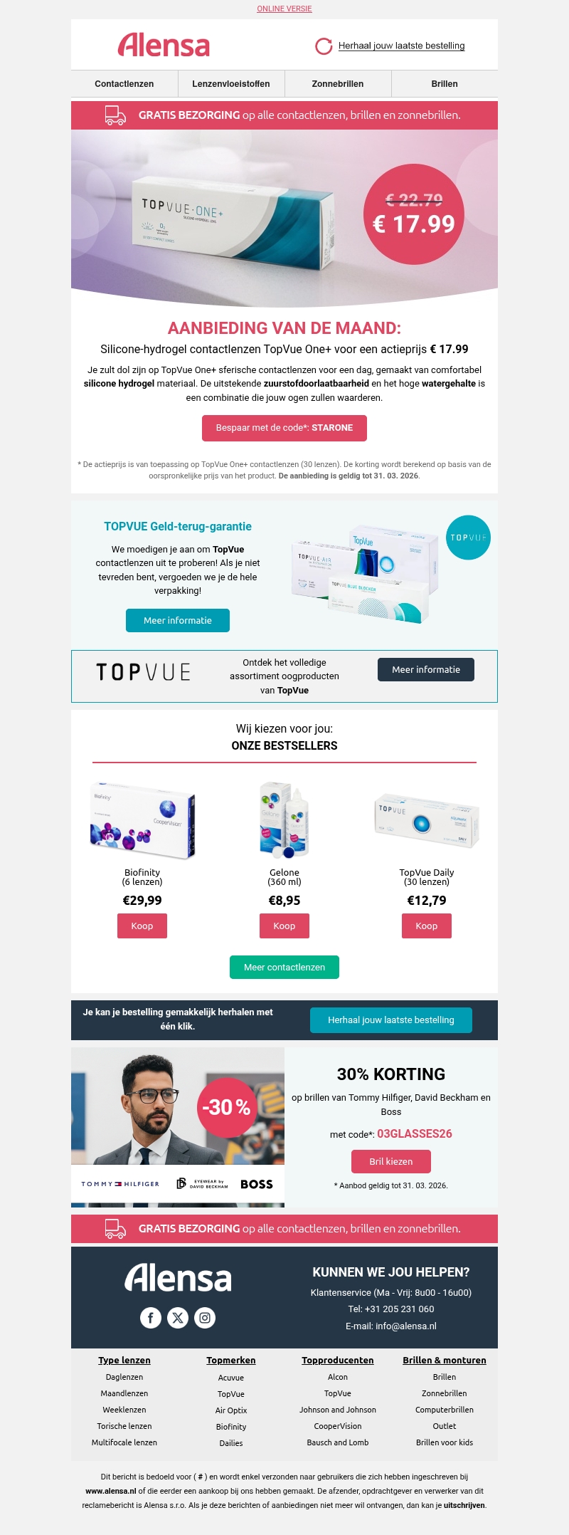 Silicone-hydrogel contactlenzen TopVue One+ voor een actieprijs € 17.99 Silicone-hydrogel contactlenzen TopVue One+ voor een actieprijs € 17.99