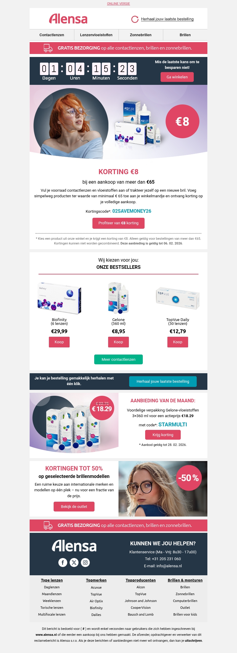 Laatste kans om te profiteren van € 8 korting op alles Laatste kans om te profiteren van € 8 korting op alles