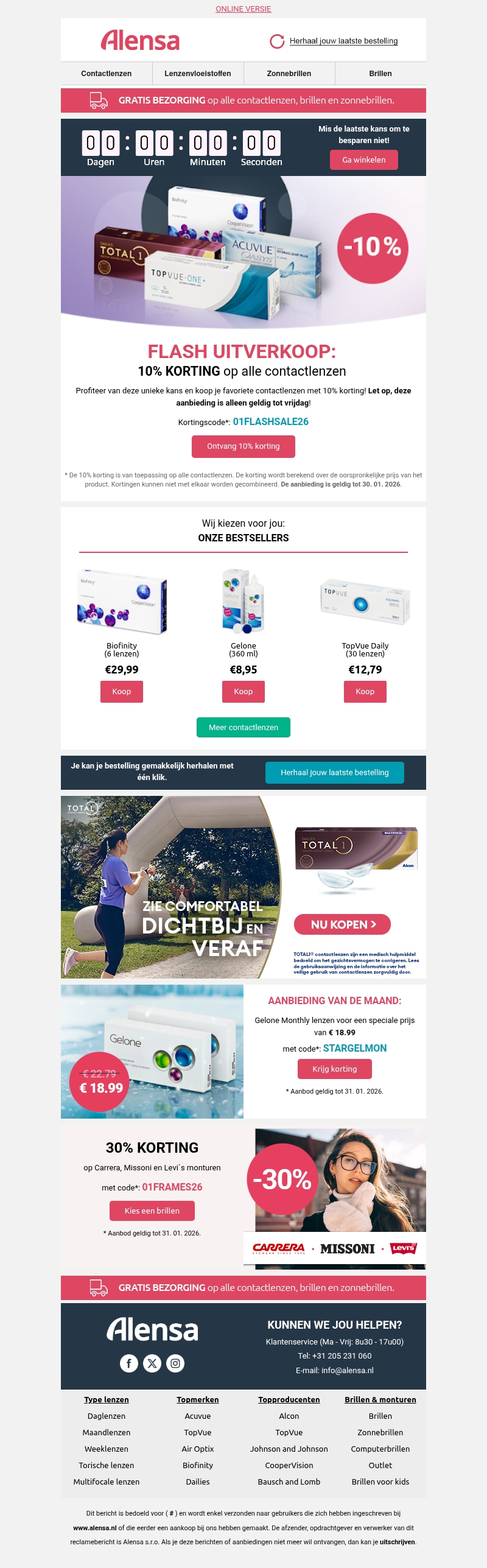 Alleen tot vrijdag: Alle contactlenzen nu met 10% korting. Alleen tot vrijdag: Alle contactlenzen nu met 10% korting.