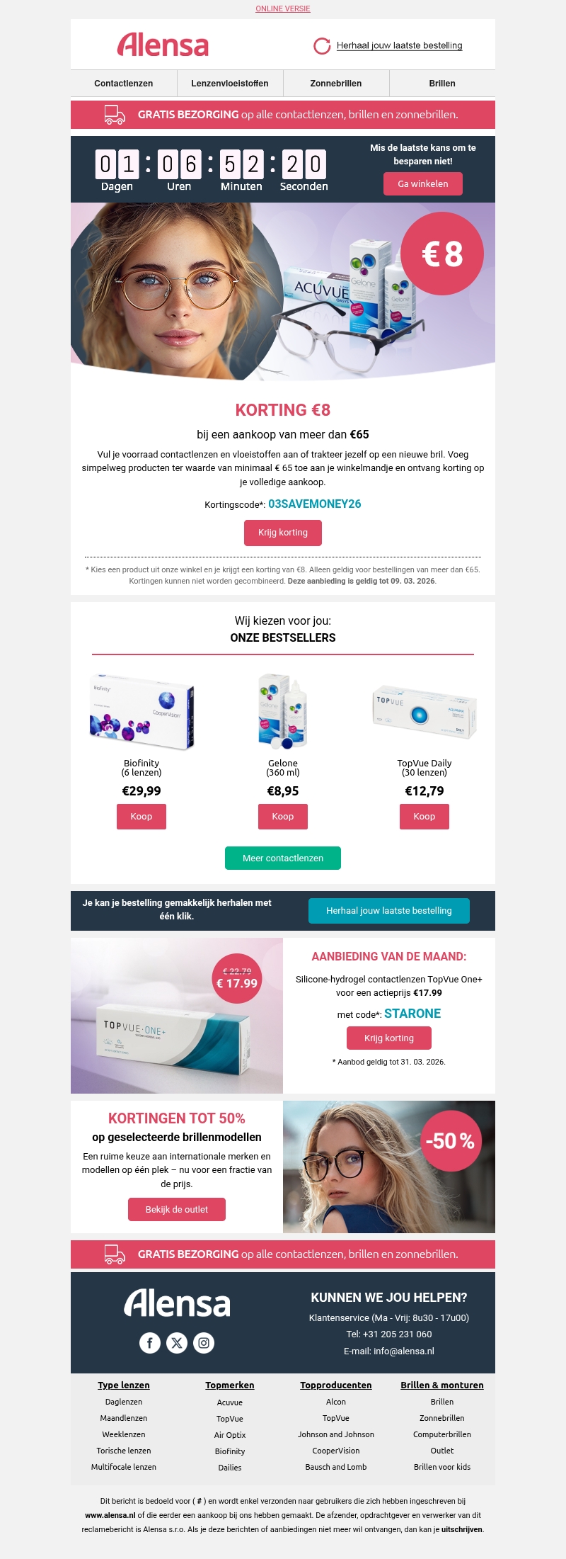 Laatste kans om te profiteren van € 8 korting op alles Laatste kans om te profiteren van € 8 korting op alles