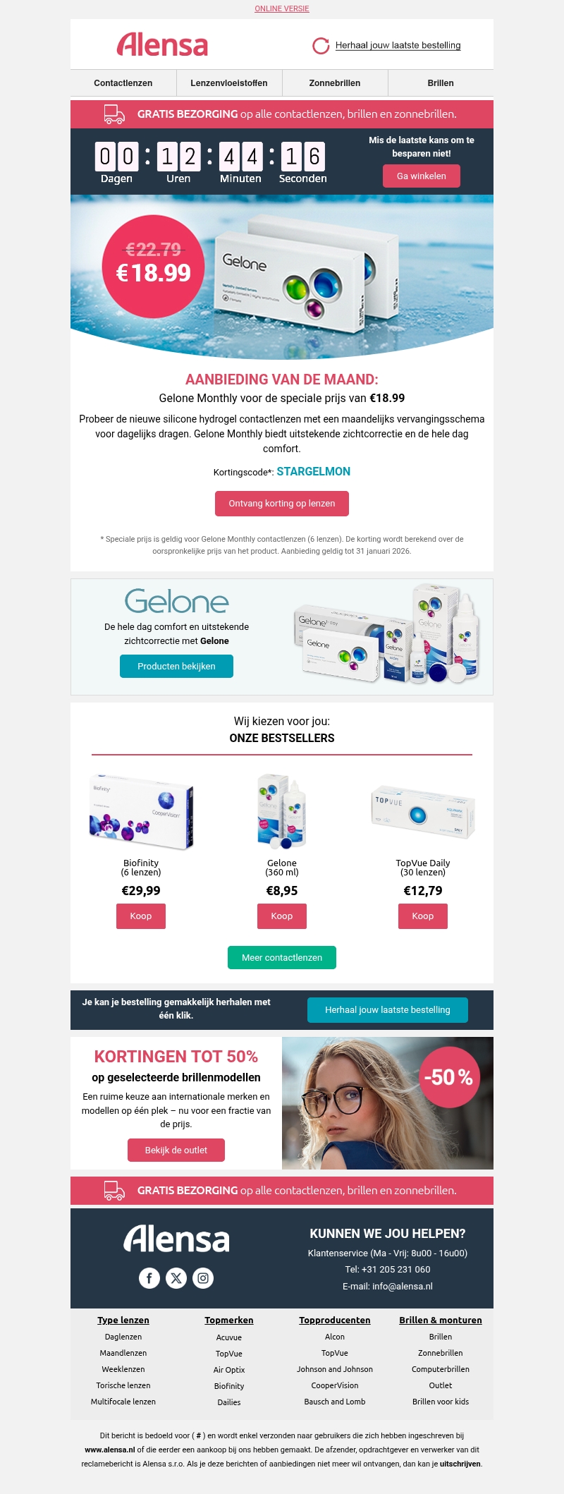 Profiteer van korting op Gelone Monthly contactlenzen. Profiteer van korting op Gelone Monthly contactlenzen.