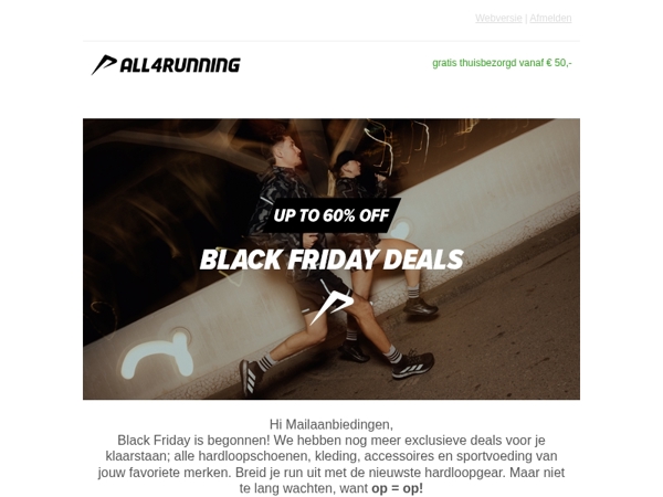 Mailaanbiedingen, de beste Black Friday hardloopdeals voor jou!