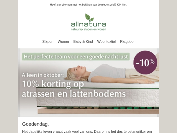 10% korting op matras en lattenbodem!